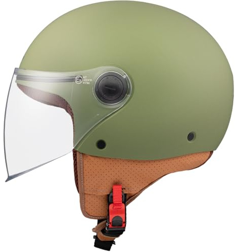 MT Helmets MT Helm Street S matt grün Größe XL | Helder Vizier | Jethelme | Druckknopf | Kunststoff | geeignet für Mofa, Moped, Motorrad, Roller