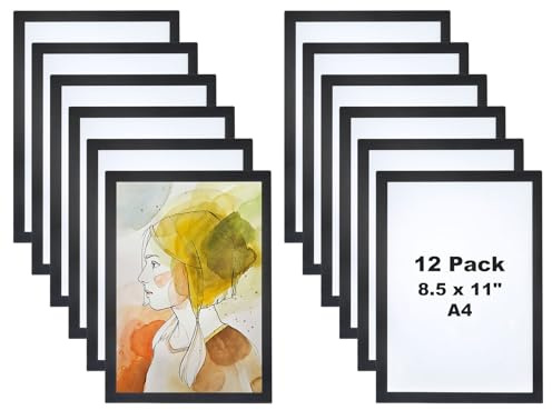 PATIKIL A4 Magnetischer Bilderrahmen, 12 Stück Magnetischer Schildhalter Selbstklebender Magnetischer Displayrahmen Wiederverwendbar Doppelseitig für Wand Foto Kunstwerk, Schwarz | Selbstklebender Magnetischer Displayrahmen Wiederverwendbar Doppelseitig für Wand Foto Kunstwerk, Schwarz
