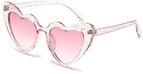 JCTAIFOO Liebe Herz geformte Sonnenbrille für Damen Vintage Cat Eye Retro Nette Mod Stil Hippie Party Brille