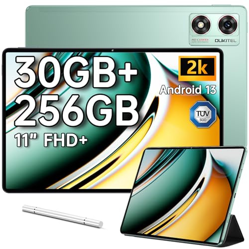 OUKITEL OT8 Tablet 11 Pollici, 30GB+256GB Con Penna, 8800mAh PC, Octa-Core Gaming, 8MP+13MP AI Camera, Android 13, 4G LTE/WiFi 5G/Dual SIM/Widevine L1/TÜV/OTG, Verde