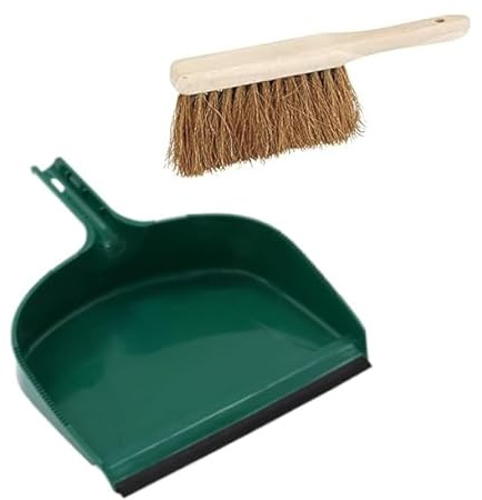 Extra Large Garden 40 x 34 x 9 cm Dustpan and 28 x 5 x 12 cm Brush Set Outdoor Dust Pan Scoop with Stiff Hand Brush for Outdoor Cleaning, Home and Garden Cleaning
