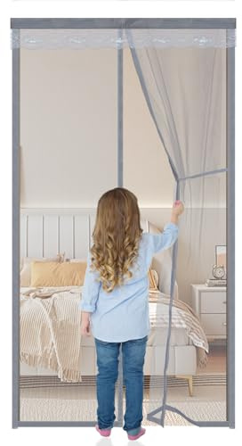 Magnetic Fly Screen Door 150x200cm,Magnetic Curtain Mosquito Net, Shuts Automatically and Super Quite, Keep Bugs Out Lets Fresh Air in, for Patio Balcony Bedroom Sliding Door,Grey