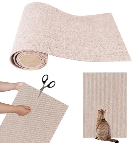 Tapis Griffoir Chat, Tapis A Gratter pour Chat Découpable, Tapis À Gratter en Sisal Naturel pour Chat Canapé Autocollant, Auto-adhésif Grattoir Mural pour Chat Protecteurs De Meubles