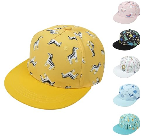 QIYIENDIAN barn basebollkeps justerbara mössor hatt solskydd småbarn solhattar för baby flicka pojkar, Gul zebra, 4-8 år