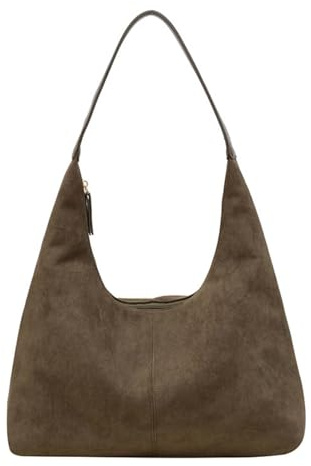 Slouchy Borsa a Tracolla in Pelle Scamosciata - Ascellare Mezzaluna Tote da Lavoro e Viaggio per Donne - Inverno