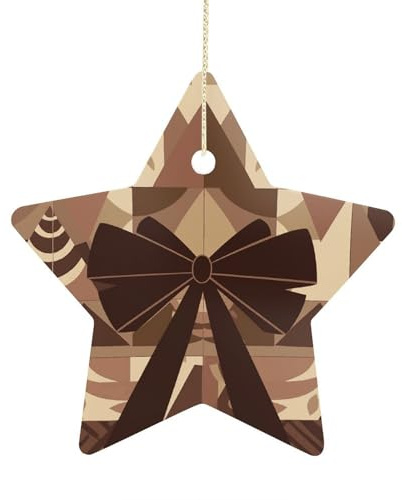 2024 Weihnachten Keramik Hängende Ornament Stern Doppelseitig Weihnachtsbaum Dekorationen mit Goldseil Weihnachtsanhänger für Feiertagsparty Neujahr Dekoration