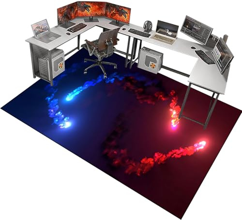 Bürostuhl Unterlage, Gaming Teppich Stuhlunterlage, Bodenschutzmatte für Hartböden Antirutsch, Schreibtischstuhl Unterlage für Laminat, Schutzmatte für Laminat, Computerstuhl Teppiche 100 x 120 cm