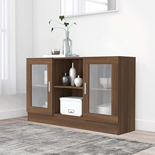 ShGaxin Vitrinenschrank, Glasvitrine, Vitrine, Schrank, Display Case, Sammlervitrine, Glassvitrinenschrank, Schmuckvitrine, Braun Eichen-Optik 120x30,5x70 cm Holzwerkstoff