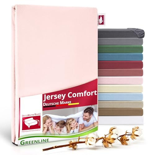 DecoHomeTextil Spannbettlaken, Rosa 140-160x200 cm | Greenline Serie, Premium Jersey, 100% Baumwolle, Bettlaken, Spannbetttuch