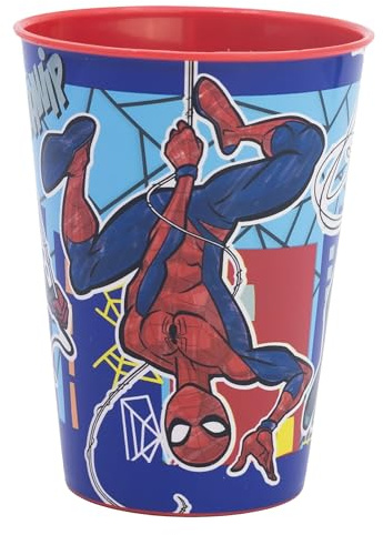 Stor Gobelet Enfant Spider-Man 260ml en Plastique - Incassable - Verre Idéal pour Enfants à la Maison et à l'École