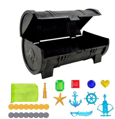 Grandes cofres del tesoro - caja de almacenamiento pirata vintage | Amplio organizador de juguetes, cofre de colección de recompensas de maestros, cofre decorativo de estilo de madera para hogar, aula