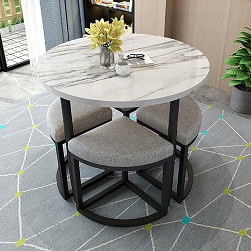 Moderner, runder Bürotisch und Stuhl-Set für Geschäftsverhandlungen und Esszimmer, grauer runder Konferenztisch für Zuhause, Garten oder Restaurant