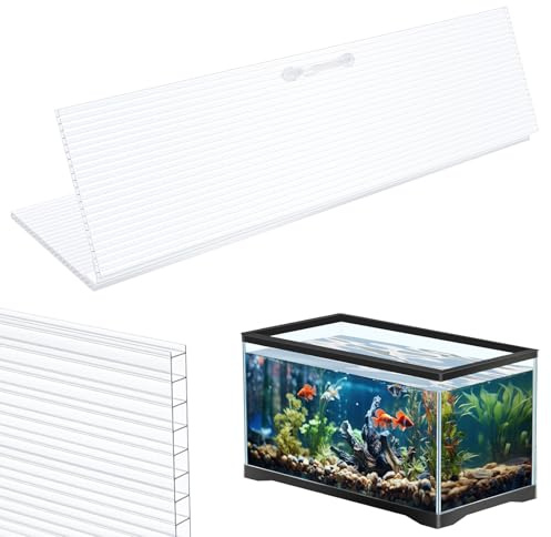 Sieral Aquarium Canopy Set Polycarbonate Greenhouse Panels 15.37 x 7.63 x 0.12 Inch for 5/10 Gallon Fish Tank Without Center Brace Aquariums Cover Fish Tank Lid, Clear