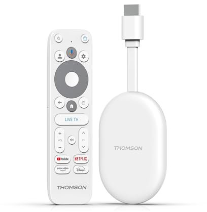 THOMSON Google TV Go Cast 150, 4K UHD, Dongle de Streaming, Dolby Atmos, Dolby Digital+, Control de Voz, Googlecast, SDRAM 2 GB, Memoria Flash 8 GB, Adaptador de Corriente multiconector