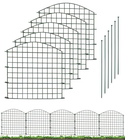 Clôtures de jardin 5 panneaux -78cm H x 78cm L + 6 pôles, chien de barrière animale, clôture haute en métal pour l'étang, piscine, bordure de clôture temporaire à usage lourd pour cour extérieure