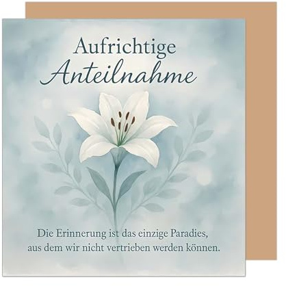 Edition Seidel Premium quadratische Trauerkarte mit Umschlag. Beileidskarte Karte mit Spruch Aufrichtige Anteilnahme Trauer Mitgefühl Abschied herzliches Beileid (TQ163 SW025)