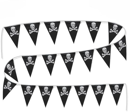 Gxdamxz Drapeau de Pirate à Crâne Extérieur Décoration pour Fêtes Pirates, Halloween, 8M