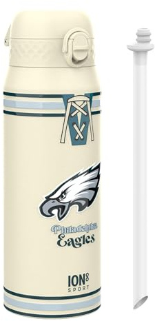 NFL Philadelphia Eagles Gourde Thermique Avec Paille Amovible, 750ml/24oz, Bouteille Étanche À Isolation Sous Vide, Facile À Ouvrir, Verrou Sécurisé, Passe Au Lave-Vaisselle, Couvercle Rabattable