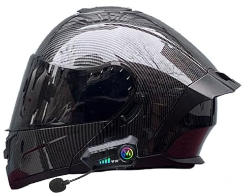 Bluetooth Motocross Helmet with Dual Visor | ECE 22.06 Approved | Integral Motorcycle Helmet | Unisex | for Road Biking Scooter Moped A,S/(54~55cm)