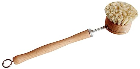 Garneck Natural Sisal Pot Brush with Long Beech Wood Handle Dish Cleaning Scrub Brush for Kitchen Non Scratch Multi Purpose Scrubber with Hanging for Easy Storage and Comfortable Grip