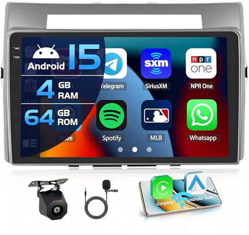 Inefala 4+64G bilradio för Toyota Corolla Verso AR10 2004-2009 Android 15 med 9-tums In-Cell-skärm, stöd för trådlös Carplay och Android Auto, Mirror Link, radio FM/RDS, GPS, WIFI, BT, SWC