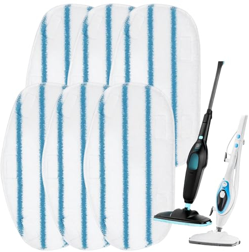 Replacement Steam Mop Pads for PurSteam 10-in-1 & Professional Steam Mop – 6 Pack Washable Microfibre Refill Pads – Compatible with PurSteam ONLY – NOT Universal