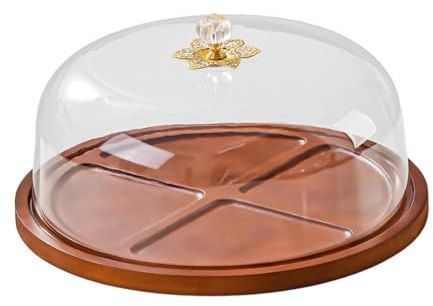 Baoblaze Cake Stand with Lid Plate Server Tableware Reusable Serving Tray Cupcake Holder for Fruits Restaurants Shop Charcuterie Snack, Round 30x16cm