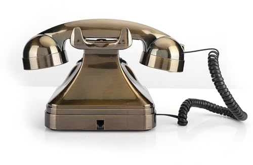 Aumotop Klassisk Brons Antik Telefon med Nummerlagring och Knappuppringning - Perfekt för Hemmakontor, Lätt och Kompakt Design