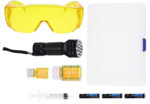 WIIYENA AC Leak Detection Kit with Flashlight, Fluorescent Agent, Glasses and Storage Box for Automotive and Home Refrigeration Systems