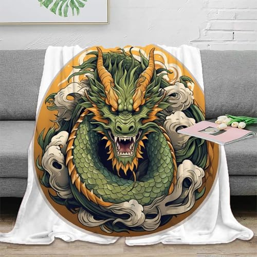 ZFLDKWGP Impactante Manta Dragón 3D Impresa Microfibra Decoración Hogar Manta Dragón Oriental para Sofá Dormitorio 40x50inch(100x130cm)