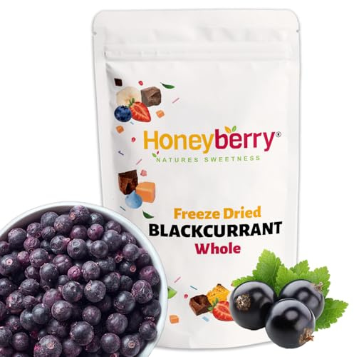 Ribes Nero Liofilizzato Intero 100g - Frutta Liofilizzata - Ribes Nero Disidratato - Frutta Disidratata - Ribes Nero Secco ed Essiccato per Dolci, Muesli, Decorazioni per Torte, Snack e Dessert