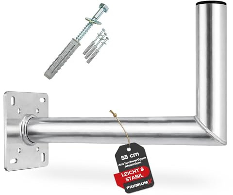 Premium X 55cm Wandhalter Aluminium SAT ALU Wand Halterung für Satellitenschüssel 550mm Schraubensatz Wandmontage
