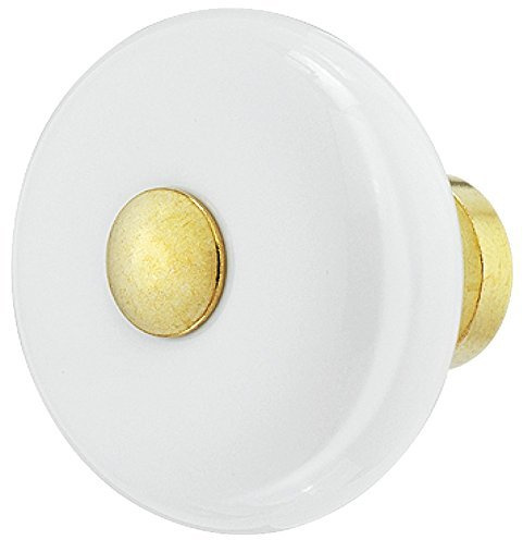 Gedotec Design Möbelgriffe Messing - Porzellan weiß Möbelknöpfe Vintage Antik Schrankknopf für Schubladen - H10060 | Knopf Ø 35 mm | edler Premium Knauf aus echt Messing |1 Stück - Türknopf rund