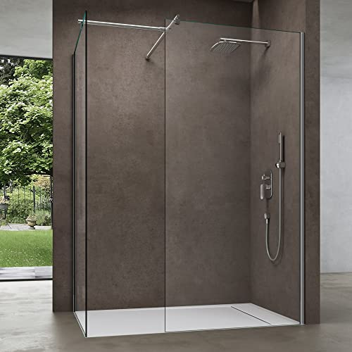 doporro Walk-In Dusche 90x120cm Duschwand 8mm ESG Duschabtrennung Klarglas