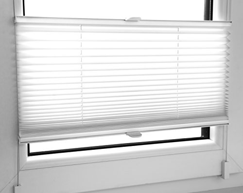 Tropik Home White Pleated Blinds 18 Width Sizes, Easy Fit Install Plisse Conservatory Blinds 200cm Drop (65cm Wide)