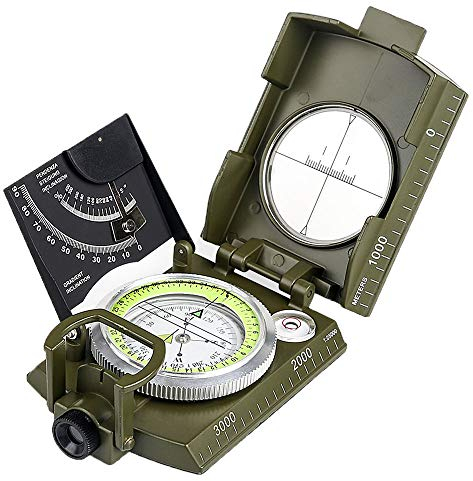 BIJIA Professioneller Multifunktionaler Kompass, aus Metall, wasserdicht, hohe Genauigkeit, mit Neigungsmesser und Wasserwaage, für Wandern, Klettern, Bootfahren, Erkundung, Jagd, Geologie