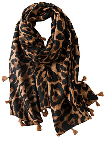 KRUIHAN kvinnor mjuk lång hals halsduk – dammode leopard djurmönster cape kvällssamhälle stilfulla accessoarer med tofs
