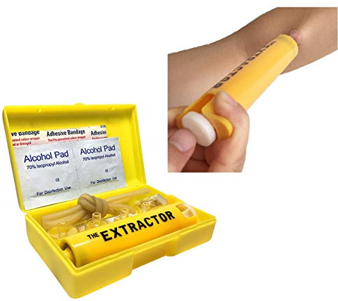 Finever Insect Bug Bee Sting Snake Bite Venom Extractor Suction Kit Tool Pump First Aid Safety Fast Emergency for Hiking Backpacking Camping Yellow Color