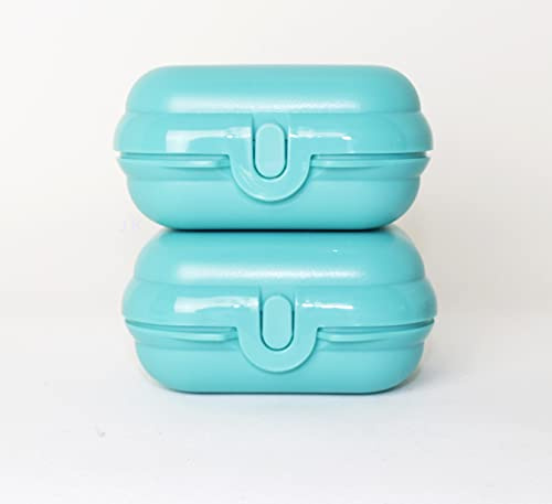 TUPPERWARE Mikrowelle Snackbox, Brotdose, Vesperbox, Lunchbox Twin Set 2x Gr.1 Türkis + Joghurtbecher