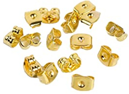Cheeroyal 12/24/36 piezas de pendientes de mariposa en la parte trasera, bloqueo de oreja seguro de repuesto dorado para pendientes de tuerca, fabricación de joyas, dorado (12pcs)