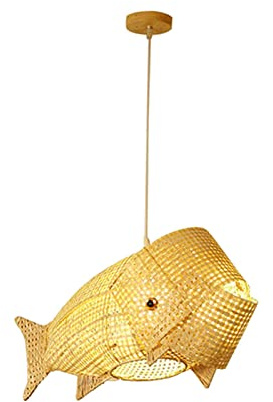 predolo Lampada a Sospensione in Bambù a Forma di Pesce Paralume a Lanterna, Paralume Decorativo Retrò per Lampadari a Soffitto Paralume per Illuminazione a S