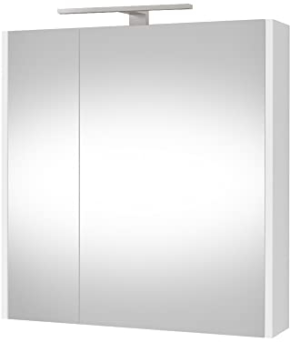Planetmöbel Spiegelschrank Badezimmer WC Badezimmerschrank 64cm breit (Weiß)