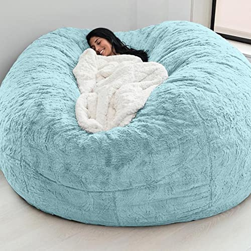 Giant Bean Bag Chair, 5ft/6ft/7ft Adult Beanbag Chair Cover, made of Comfy Fur for an Oversized, Fluffy Lazy Sofa in your Bedroom or Living Room - No Filler Included!