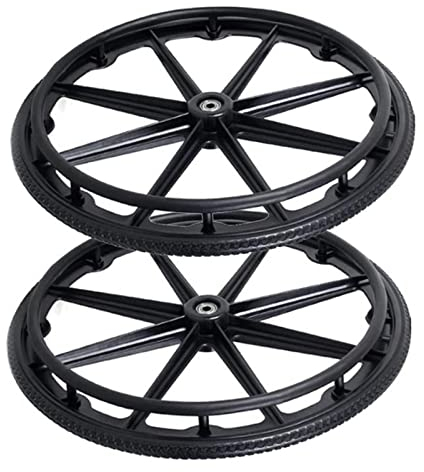 LekLai Rollstuhl-Ersatzrad, 24-Zoll-Rollstuhl-Hinterrad, Manueller Rollstuhl, Rollator-Zubehör, Rutschfestes, Massives Großes Rad, 24 X 13/8/Black/24Inch(2 Counts)