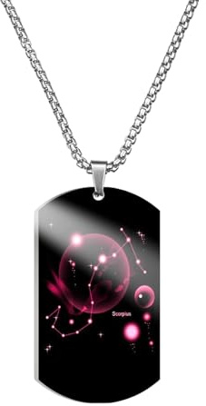 Caimeytie Halskette für Herren,Halskette Edelstahl männer,Sternzeichen anhänger,Kette konstellation,Astrologie Kette,60CM,Geschenk für Männer,Erkennungsmarke