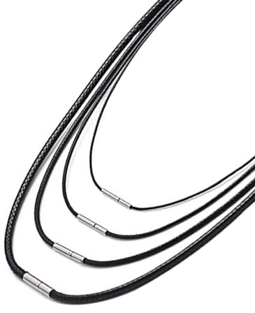 Inscca Kunstleder Kette mit Verschluss 2/3mm Schwarz Kette Herren Lederkette Halskette für Anhänger für Damen Dünn Kurz/Lang 40/45/50/55/60/65/70 cm Geschenke für Männer Lederband