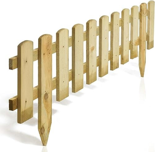 BONAFIDE Wooden Picket Fence Panel Fencing Edge Border for Garden Backyard Grass Edging for Lawn Fixed Picket Fence Log Decorative (5)