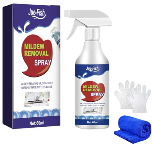 JUCHRZEY Potente limpiador de moho para baño, spray removedor, desodoriza, limpiador de manchas rebeldes, spray multiusos de 60 ml para eliminación de moho para paredes, azulejos, pisos, fre