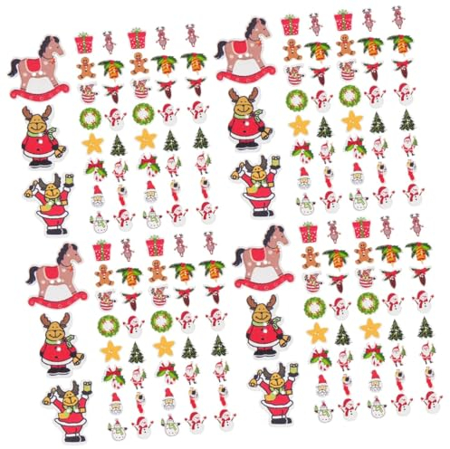 NUOBESTY 400stücke Weihnachtsknöpfe Aus Holz Malen Doppelte Löcher Handwerksknöpfe Für Bastelprojekte Für Kleidung Taschen Schmuck Und Mehr Pro Packung Erhältlich