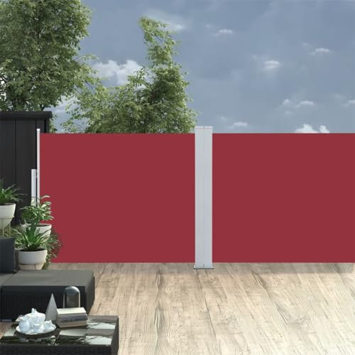 Ausziehbare Seitenmarkise, Sonnensegel Sonnenschutz Balkon Markise Sonnenrollo Geeignet für Garten Innenhof Balkon Terrasse Rot 140 x 1000 cm